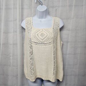 Pepin Tank Knit Cream Boho Hippie Festival Crochet L